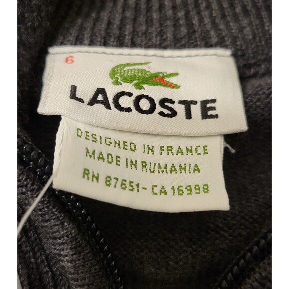 Lacoste Pure Wool Knit 1/4 Zip Pullover Sweater Gray Size Large Mens NWT - Picture 5 of 14